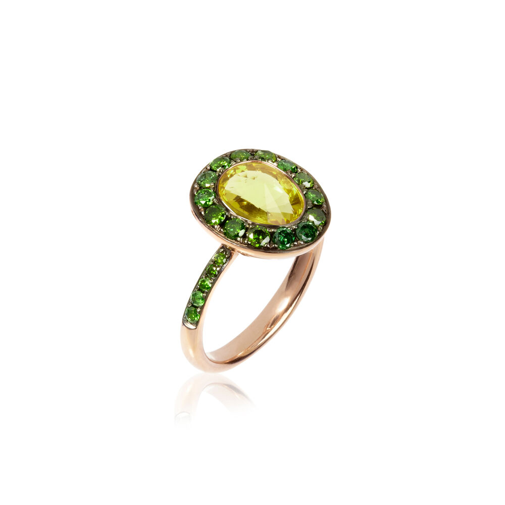 Dusty Diamonds 18ct Rose Gold Olive Quartz Ring | Annoushka jewelley